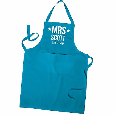 Personalised Mr & Mrs Cooking Apron Men's Apron Ladies Apron With Pockets • £11.49