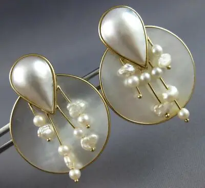 Extra Large Aaa Mabe Pearl 14kt Yellow Gold 3d Tear Drop Hanging Earrings #27533 • $1844.16