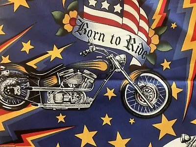 Vtg Alexander Henry Born To Ride Fabric 3 Yards Motorcycle Chopper Flag Rose New • $32.97