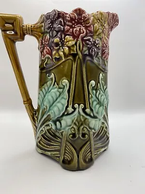 Antique Art Nouveau French Majolica 825 Pitcher Onnaing C.1890 • $139