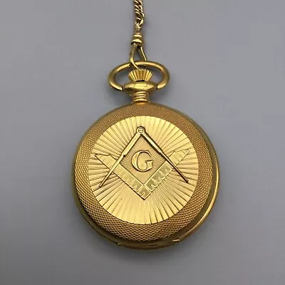 Masonic Arnex Pocket Watch Men 47mm Swiss Made Gold Tone Manual Wind 7  • $99.99