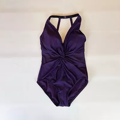 NWOT Miraclesuit Swimsuit 8 One Piece Illusionists Wrapture Purple B1614 • $74.99