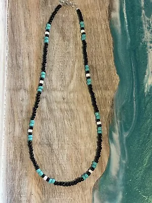 Black And Teal Necklace 18-20” NEW Skater Tribal Cali Turquoise Mens Surfer 90s • $12