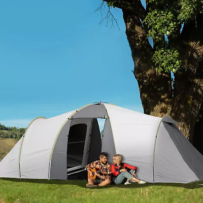 4-6 Man Tunnel Tent Camping Tent With 2 Bedroom Living Area And Porch • £133.99