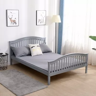 Madrid Bed Frame Pine Grey Double 4ft 6  Flat Pack Self Assemble Collect NN5 • £129.99