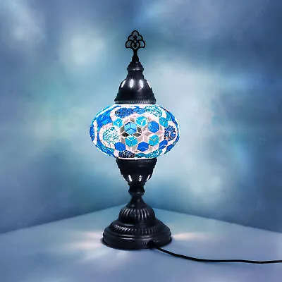 Turkish Moroccan Lamp Colourful Glass Mosaic Handmade Table Desk Light-Free Bulb • $49.58