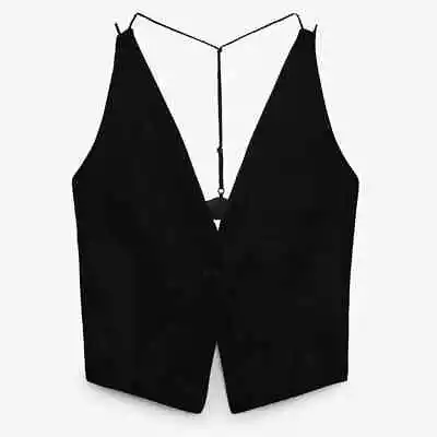 $34.99 • Buy Zara Womens Velvet Top XL 10 12 US Black Combination T Strap Vest Camisole