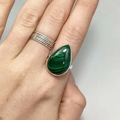 Natural Malachite Gemstone Solid 925Sterling Silver Handmade Ring Promise SR1342 • $13.94