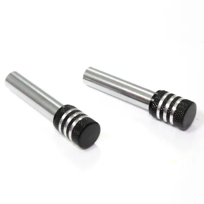 2 Black Aluminum Chrome Interior Door Lock Knobs Pins For Car-Truck-HotRod • $10.95