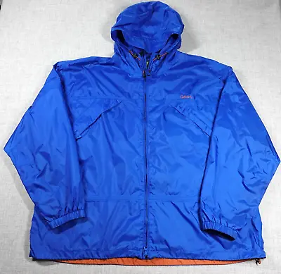 Cabelas Windbreaker Jacket Mens 2XL Packable Rain Coat Blue Full Zip Lightweight • $18.05