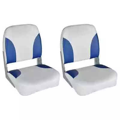 Boat Seats 2 Pcs Foldable Backrest Blue-White Pillow 41x36x48cm • £127.40