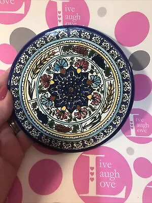 MEDITERANIAN Small Decorative ROUND CERAMIC WALL HANGING 5  X 5  • $9.95