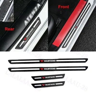 Carbon Fiber Car Door Welcome Plate Sill Scuff Cover Decal Sticker For Mustang • $23.51