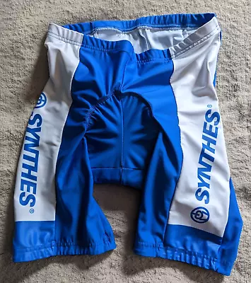 JEK SPORTS Synthes Padded Cycling Shorts Mens Medium White Blue Bicycle • $23.89