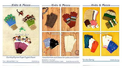 £2.50 • Buy Knits & Pieces Hats Hand Warmers Gloves Or Counting Rhymes Knitting Patterns