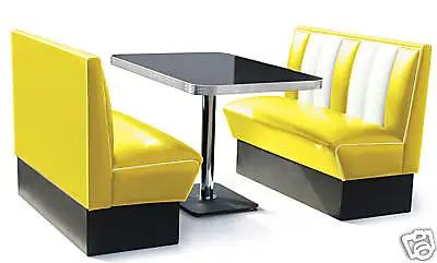 Bel Air Retro 50s Diner Furniture Table Restaurant Bench Booth Seating Yellow  • £2290