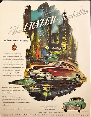 1949 Frazer Manhattan Fine Car Print Ad The Pride Of Willow Run Painting • $11.40