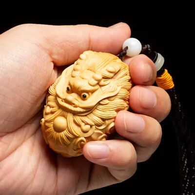 Netsuke Dragon Of A Sphere Carving Tsuge Sagemono Ojime Japanese Amulet Japan • £70.01