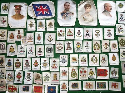 Mixed Collection Of Unsorted WW1 & Military Silk Cigarette Cards Regiments Etc • £2.29