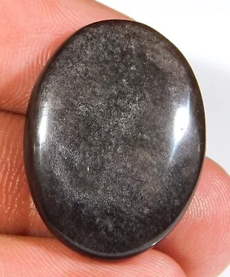 26.ct Natural Silver Sheen Fire Obsidian Oval Cabochon Jewelry Gemstone A2=254 • $9.90