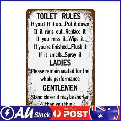 Tin Plaque Wall Sign Retro Painting Toilet Rules Metal Plate Poster For Bar Home • $9.79