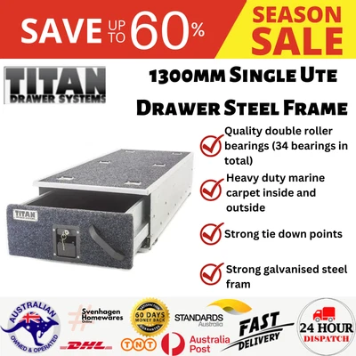 $295.91 • Buy Titan Single Ute Drawer 1300mm Lockable Organizer DIY Steel Frame Car Tray NEW