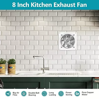 HG Power 8 Inch Kitchen Exhaust Fan 576CFM Stainless Steel Bathroom Exhaust Fan • $40