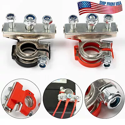 Car Marine Top Post Battery Fast Terminals Cable Connectors Clamps 12V 3 Way Kit • $10.99