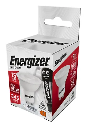 Energizer GU10 4.2W LED Spotlight Bulb - 345 Lumens - Equivalent To 50W Halogen • £10.49