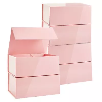 6 Pack Magnetic Gift Boxes With Lids 9.5x7x4  For Bridesmaid Proposal Box Pink • $28.99