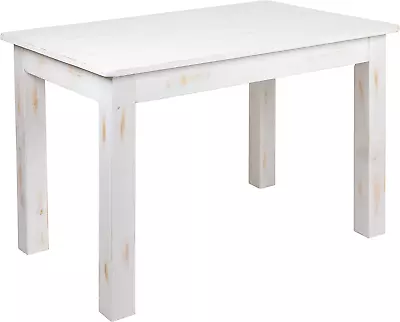 HERCULES Series 46  X 30  Rectangular Antique Rustic White Solid Pine Farm Dinin • $400.99