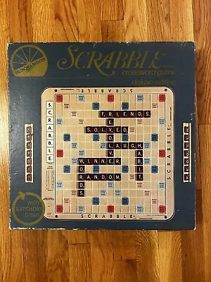 Vintage Board Game 1977 Scrabble Deluxe Edition Turntable  Complete Burgundy  • $34