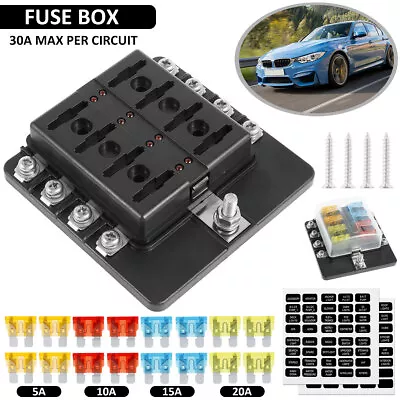 8 Way Fuse Box Holder Block 32V 100A Blade Fuse Block With LED Indicator .y • $23.19