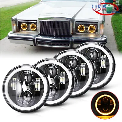 4pcs 5-3/4  5.75  LED Headlight Hi/Lo Beam DRL Angel Eye For Lincoln Continental • $95.61