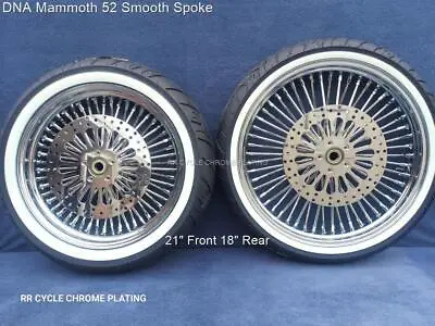 DNA Mammoth 52 Spoke Chrome Wheels Tires 2 Rotors Harley Softail Heritage 08-23 • $2095