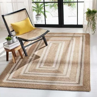 100% Natural Jute Rug Braided Style Reversible Modern Carpet Living Outdoor Rug • $495.99