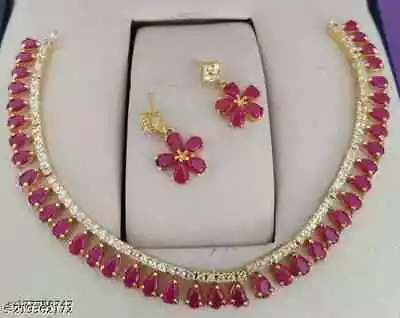 $13.89 • Buy Indian Bollywood Gold Plated Stone Choker Bridal Necklace Earrings Jewelry Set