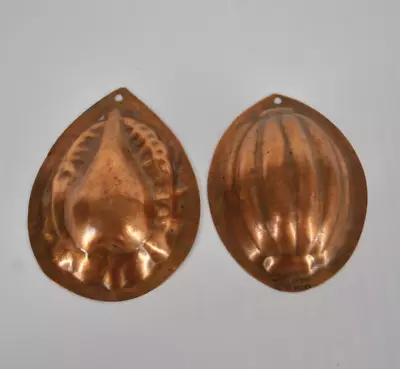 Antique Swiss Tinned Copper Molds 4  Set Walnut Pear Small Tarnished Chocolate • $23.99