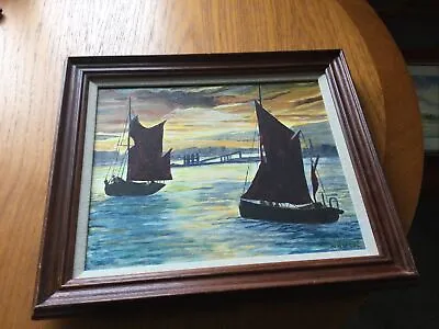 Acriylic Painting Sailing Barges On The Thames • £8