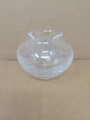 Mikasa Etched Glass Vase Slovenia Floral Crystal Scalloped Edge 3.5in Tall • $12.95