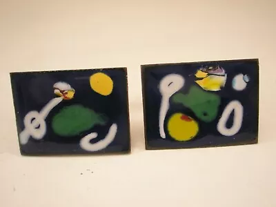 Enamel Over Copper Abstract Random Vintage Cufflinks Painting Style • $35.49