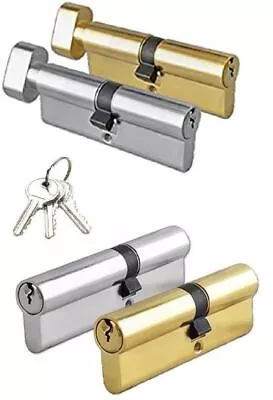 Euro Cylinder Barrel Door Lock UPVC PVC Wooden Doors Key & Thumb Turn SN & Brass • £7.25