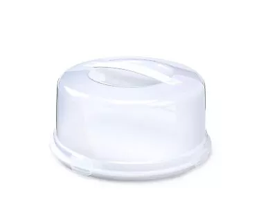Large Round Cake Storage Carrier Box Container Clear Lockable Lid Cover • £10.49