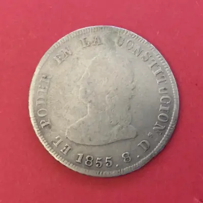 Ecuador  4  Reales  1855  Gj Quito   Km # 37  Fine. • $139.50