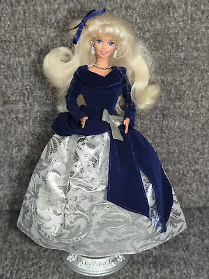 Vtg 1995 Avon Special Edition Winter Velvet Barbie/ Original Dressshoes & Stand • $9