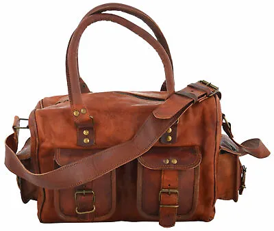 Goat Leather Travel Duffel Shoulder Overnight Weekender Luggage Cross Body Bag • $110.65