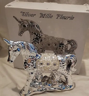 Mille Silver Unicorn Horse Mystical Ornament  Statue  New • £14