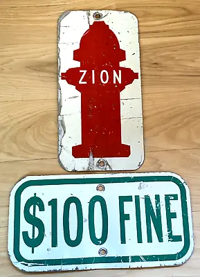 Vintage $100 Fine Zion Fire Dept Hydrant 12 X6  Thick Metal Street Parking Sign • $100