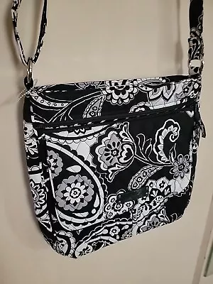 Attractive VERA BRADLEY Decrative  Scroll Mail Bag Crossbody Black  White  • $18.88