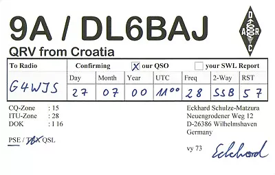 £2.89 • Buy 1 X QSL Card Radio Croatia 9A/DL6BAJ 2000 ≠ T067